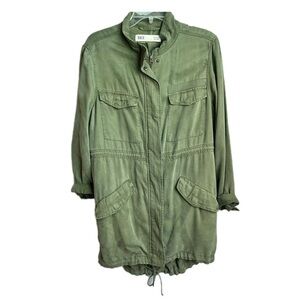 BKE Women's Small Army Green Long Cargo Utility Jacket